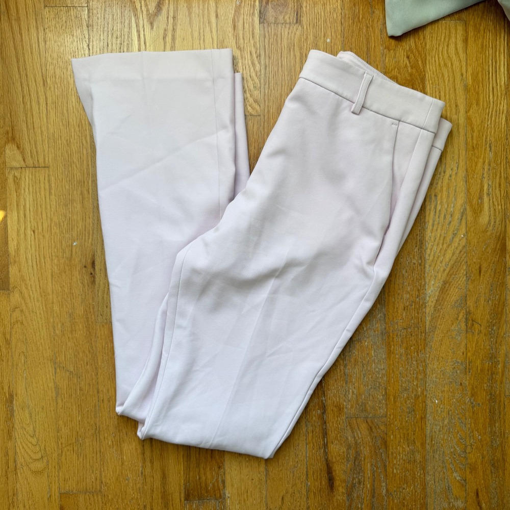 Express Editor Blush Pink Flare Trouser Pants Tailored Office Quiet Luxury 8R